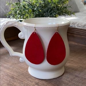 Handmade Red Leather Earrings